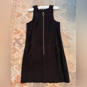 Trina Turk Black Mini Dress with Zipper Front Sz 4 100% Goat leather